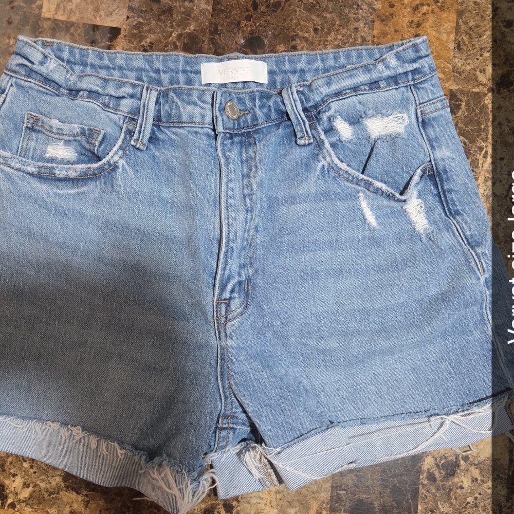 VERVET BY FLYING MONKEY Light Blue Distressed Jean Shorts